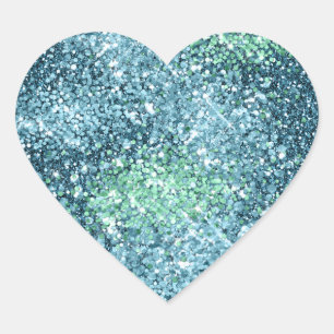 Minze Aquamarin Aqua Sparkle Mermaid Glitzer Herz-Aufkleber