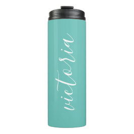 Minze Aquamarine Monogram Thermal Tumbler Thermosbecher