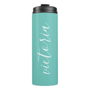 Minze Aquamarine Monogram Thermal Tumbler Thermosbecher