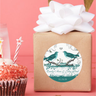 Minze Aquamarine romantische Rustikale Liebesvogel Runder Aufkleber