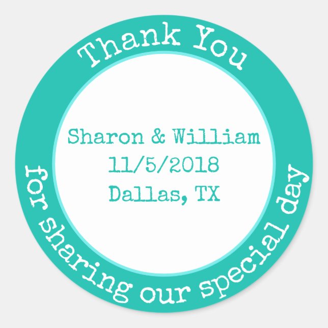 Minze Aufkleber für grüne Gastgeschenk Hochzeit (Vorderseite)