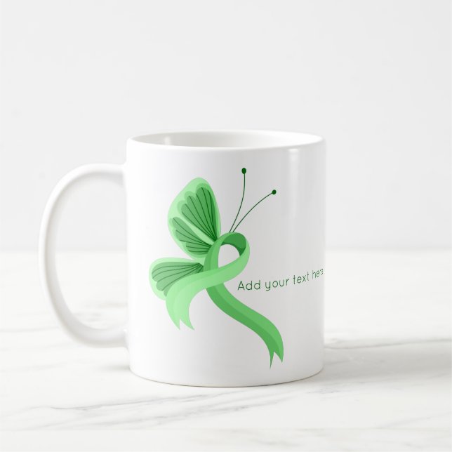 Minze Awareness Ribbon Butterfly Kaffee Tasse (Links)