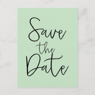 Minze & Black SAVE THE DATE Moderne Script Postkar Ankündigungspostkarte