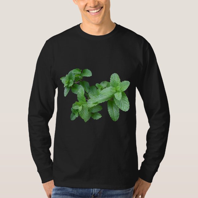 Minze Blätter Garden Herb Pflanze T-Shirt (Vorderseite)