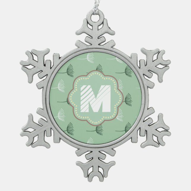 Minze Blume Schneeflocken Zinn-Ornament (Vorderseite)