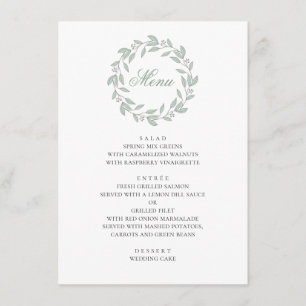 Minze botanische Hochzeit. Elegante einfache Folia Menükarte