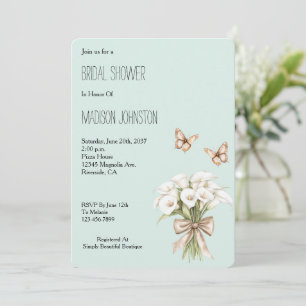 Minze-Calla-Lilie-Blumen-Schmetterlinge-Junggesell Einladung