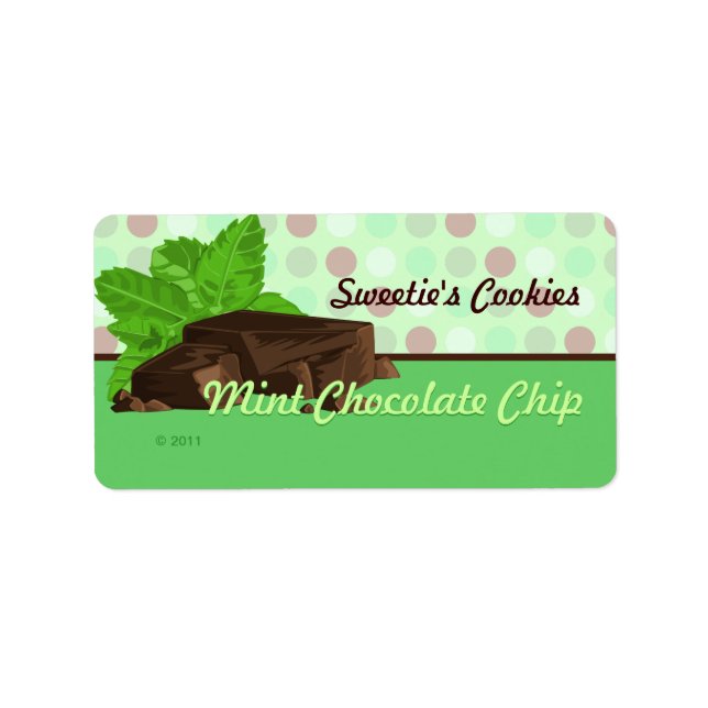 Minze Chocolate Chip Labels Adressaufkleber (Vorne)