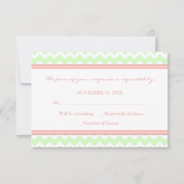 Minze Coral Zickzack UAWG Wedding Card RSVP Karte (Vorderseite)