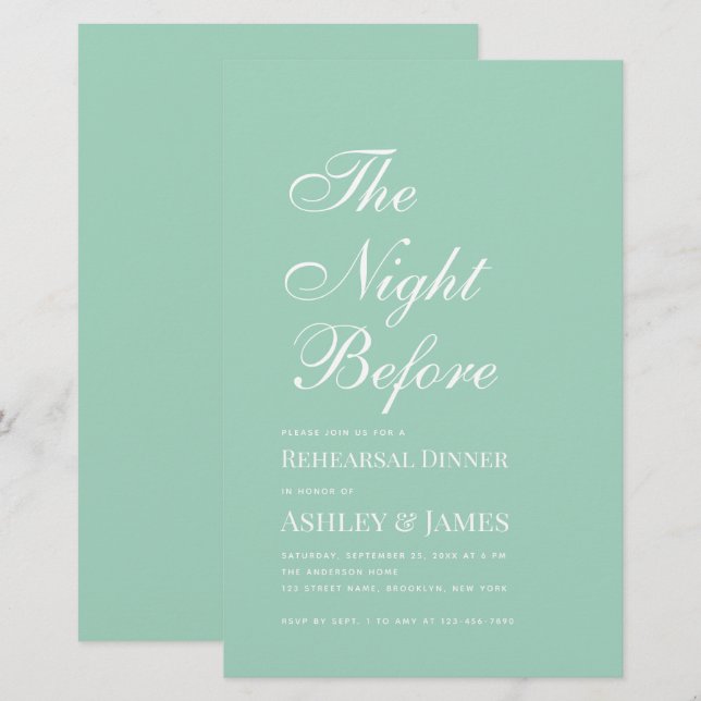Minze die Nacht vor der Probe Einladung (Vorne/Hinten)