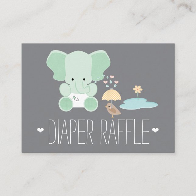 Minze Elephant Little Bird Diaper Raffle Tickets Begleitkarte (Vorderseite)
