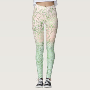 Minze erröten rosa Aquarellconfetti-Punkte Leggings