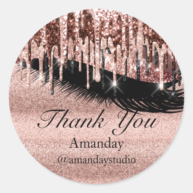 Minze Eyelashes Erweiterung Makeup Rose Blush Trop Runder Aufkleber (Vorderseite)