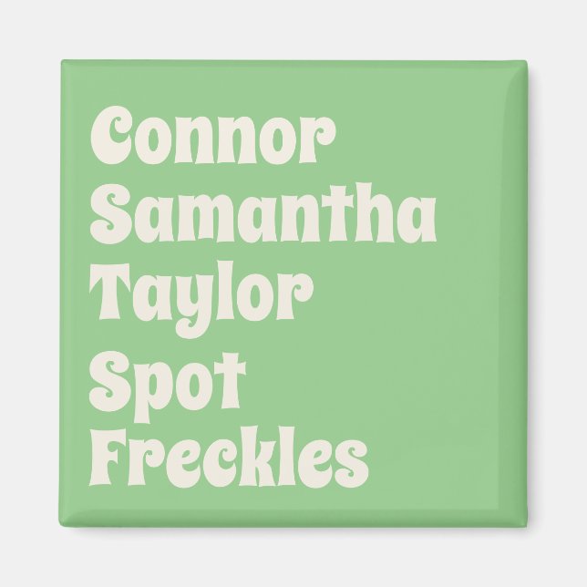 Minze Familie und Haustiere Name Retro Kühlschrank Magnet (Vorne)