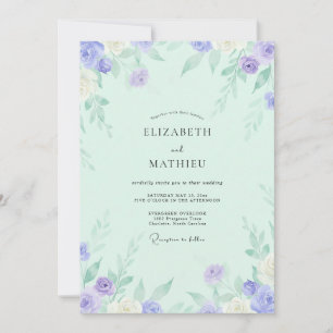 Minze Flieder Rose Hochzeit Einladung