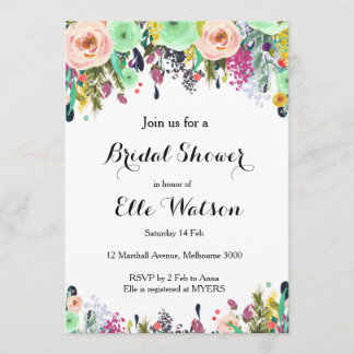 Minze Floral Bridal Dusche Einladung