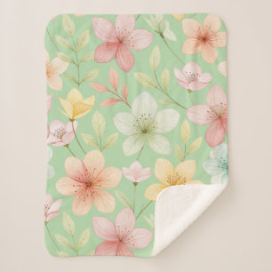Minze Floral Kleine Sherpa-Decke Sherpadecke