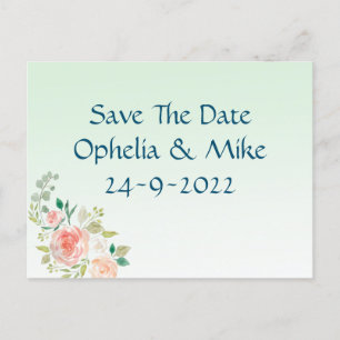 Minze florale elegante Save the Date Postkarte