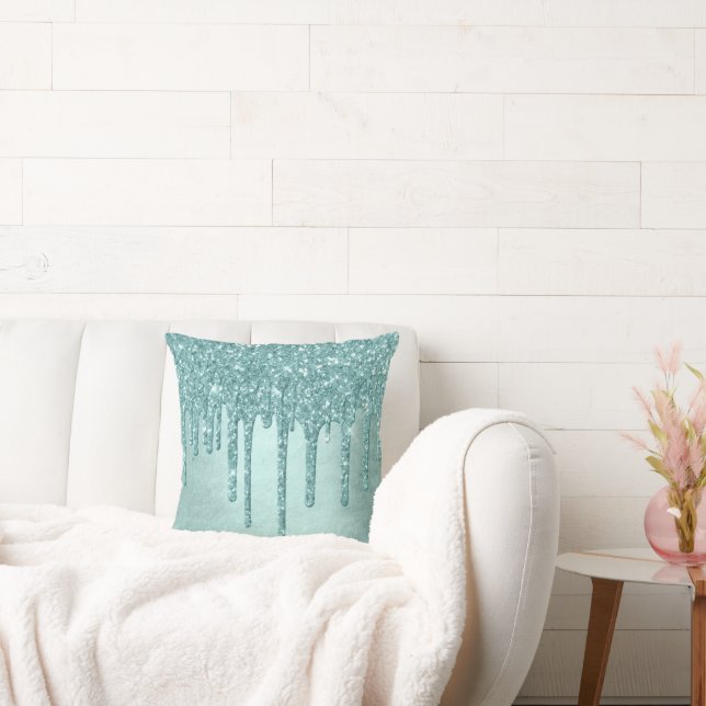 Minze-Glitzer | Aqua Aquamarin Melting Pour Kissen (Liege)