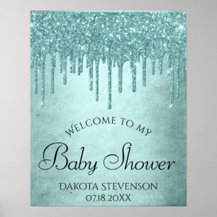 Minze-Glitzer Aquamarine Schmelzerdusche Poster