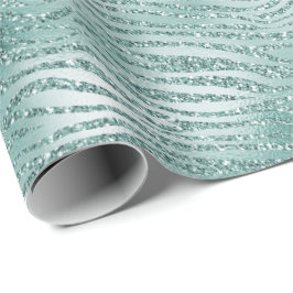 Minze Glitzer Glitzy Sparkle Zebra Print Geschenkpapier