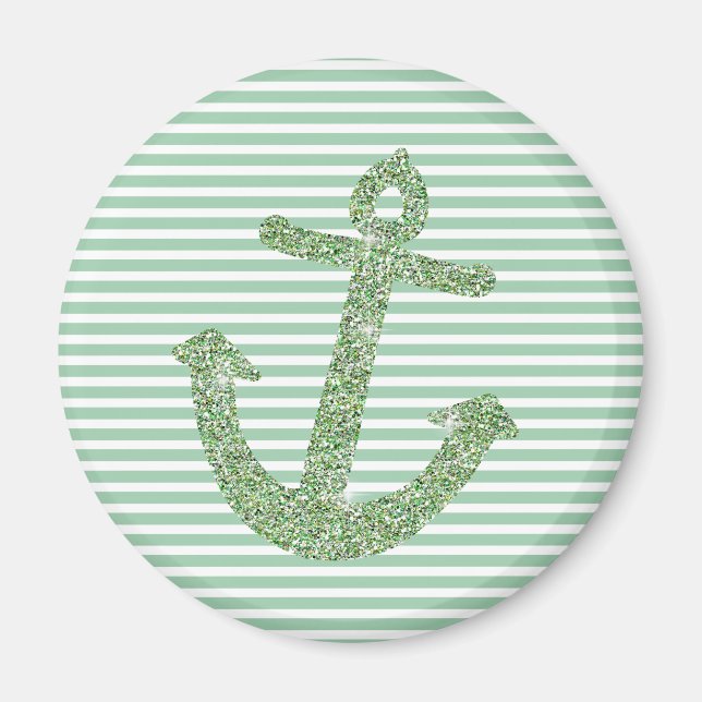 Minze Glitzer Nautical Anchor Magnet (Vorne)