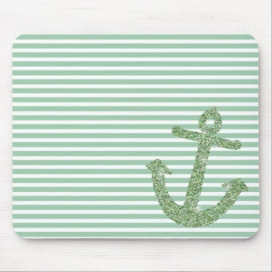 Minze Glitzer Nautical Anchor Mousepad