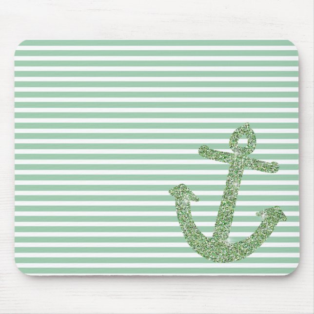 Minze Glitzer Nautical Anchor Mousepad (Vorne)