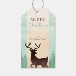 Minze Gold Brown Deer Woodland Weihnachtsgeschenk  Geschenkanhänger