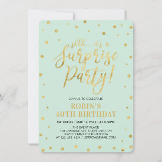 Minze & Gold | Erwachsene 40. Überraschung Geburts Einladung