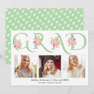 Minze GRAD Typografie rosa Rosen Foto Abschluss Ankündigung