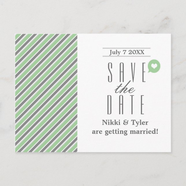 Minze graue und weiße moderne Save the Date Postka Ankündigungspostkarte (Vorderseite)