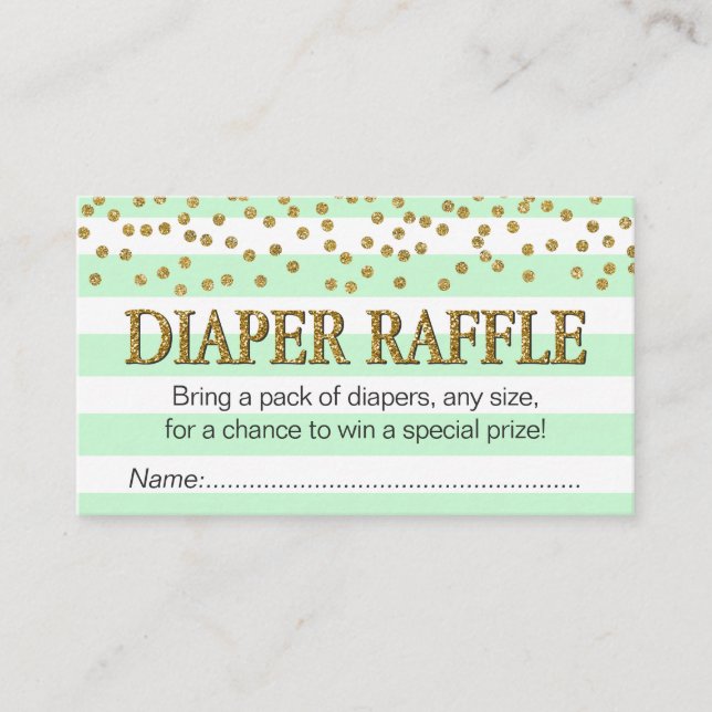 Minze Green Aqua Gold Winder Raffle Tickets Begleitkarte (Vorderseite)