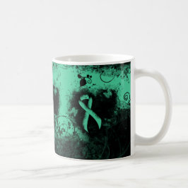 Minze Green Awareness Ribbon Grunge Herz Kaffeetasse