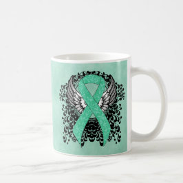 Minze Green Awareness Ribbon mit Flügeln Kaffeetasse