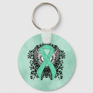 Minze Green Awareness Ribbon mit Flügeln Schlüsselanhänger