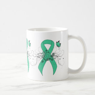 Minze Green Awareness Ribbon mit Schmetterling Kaffeetasse