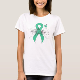 Minze Green Awareness Ribbon mit Schmetterling T-Shirt