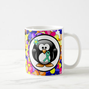 Minze Green Awareness Ribbon Penguin Tasse