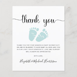 Minze Green Baby Dusche Danke Karte