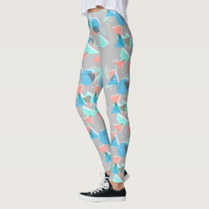 Minze Green Blue Coral Blush Pink 50er Art Muster Leggings