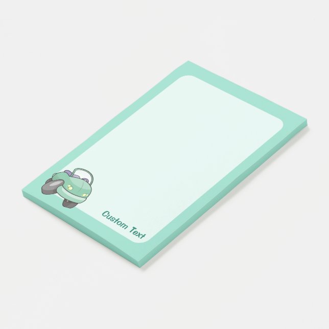 Minze Green Cartoon Car Post-it Klebezettel (angewinkelt)