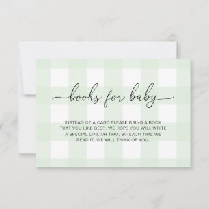 Minze Green Gingham Books Request Insert Card Einladung
