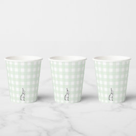 Minze Green Gingham Bunny Rabbit Paper Cup Pappbecher