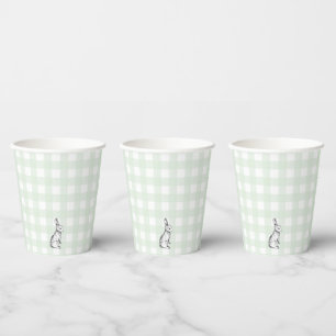 Minze Green Gingham Bunny Rabbit Paper Cup Pappbecher