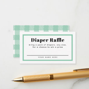 Minze Green Gingham Kariert Baby Dusche Windelwann Begleitkarte