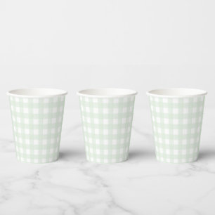 Minze Green Gingham Paper Cup Pappbecher