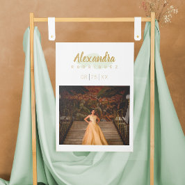 Minze Green & Gold Foto Quinceanera Poster