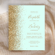 Minze Green Gold Glitzer Einladung zur Hochzeit