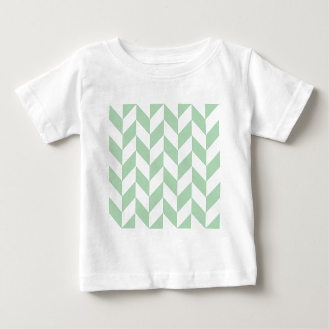 Minze Green Herringbone-Muster Baby T-shirt (Vorderseite)